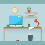 41713969 - home workplace flat vector design. workspace for freelancer and home work.